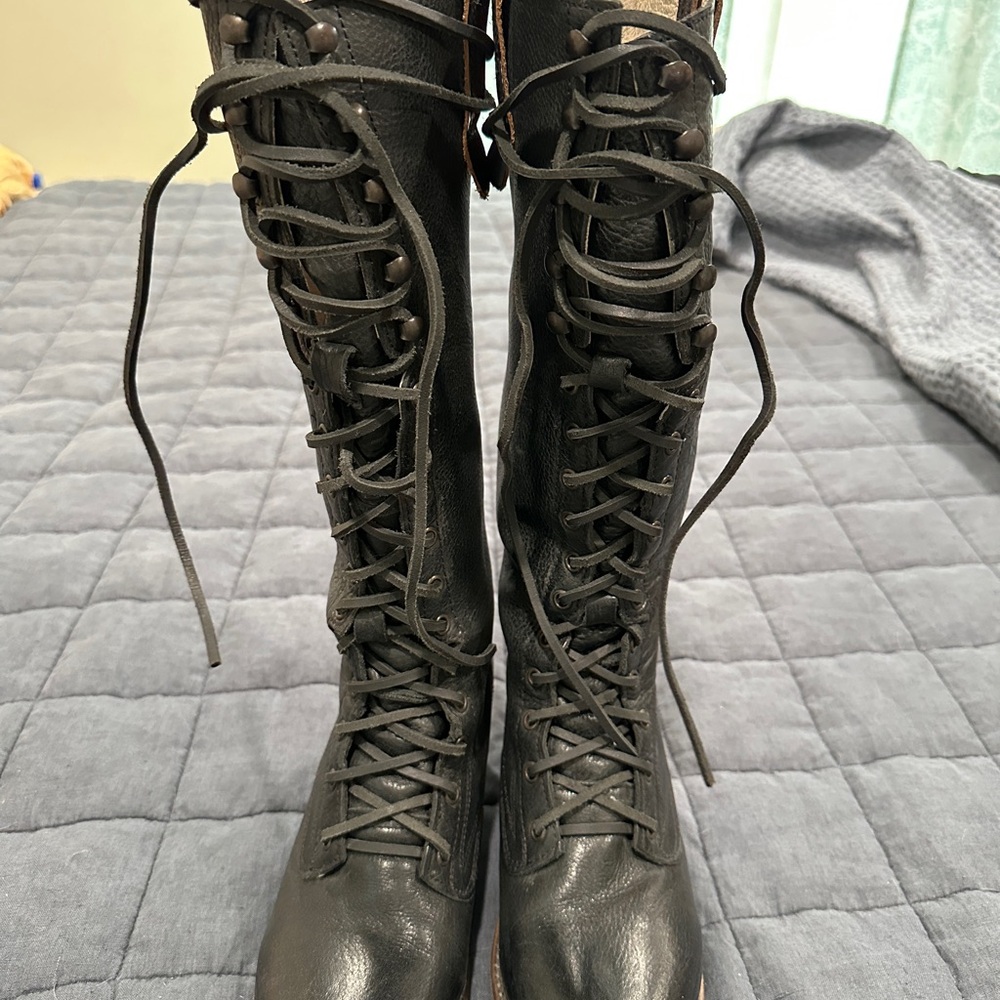 Freebird Black Lace-Up Tall Boots